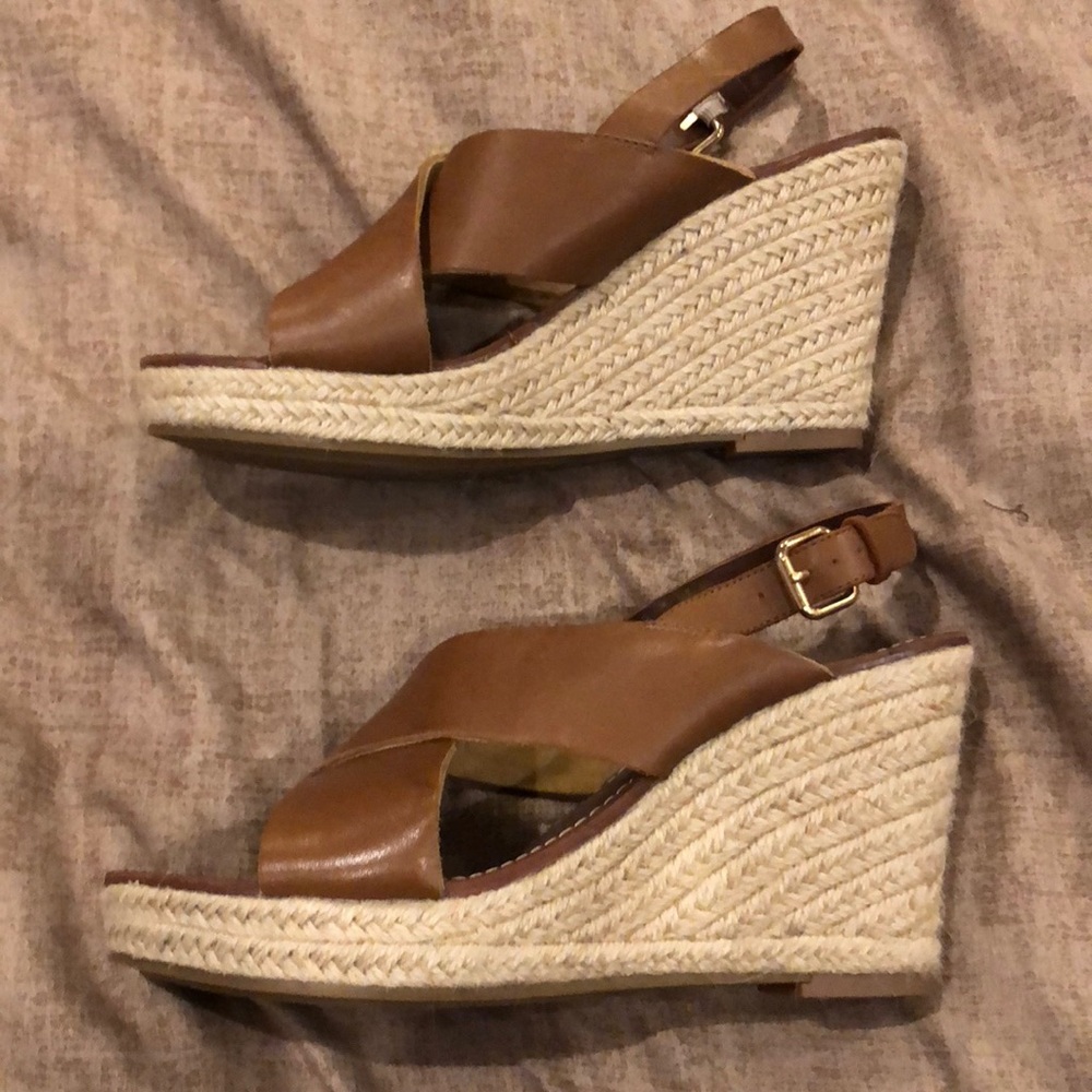 Franco Sarto brown leather Espadrilles.